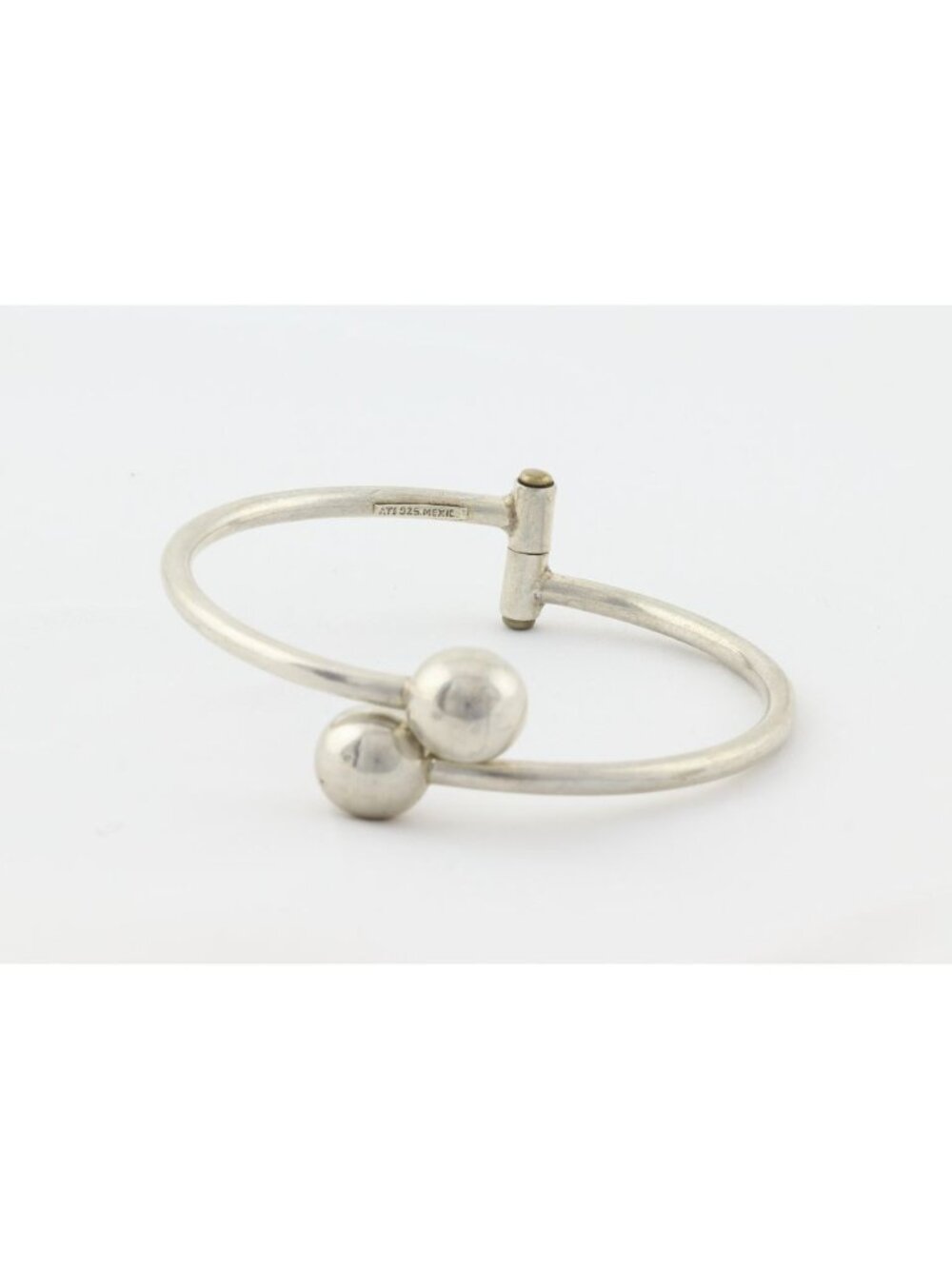 Sterling Silver Ball Bead Cuff Bangle Bracelet Opens 7" inch - Picture 5 of 7